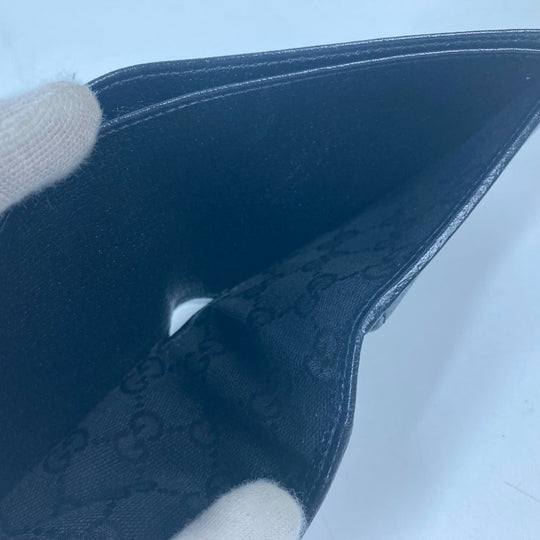 GUCCI Folded wallet 700464 leather black Mini wallet Horsebit mens Used Authentic