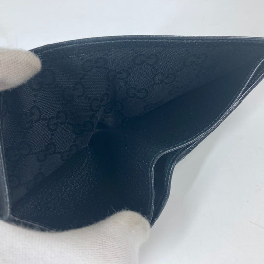GUCCI Folded wallet 700464 leather black Mini wallet Horsebit mens Used Authentic