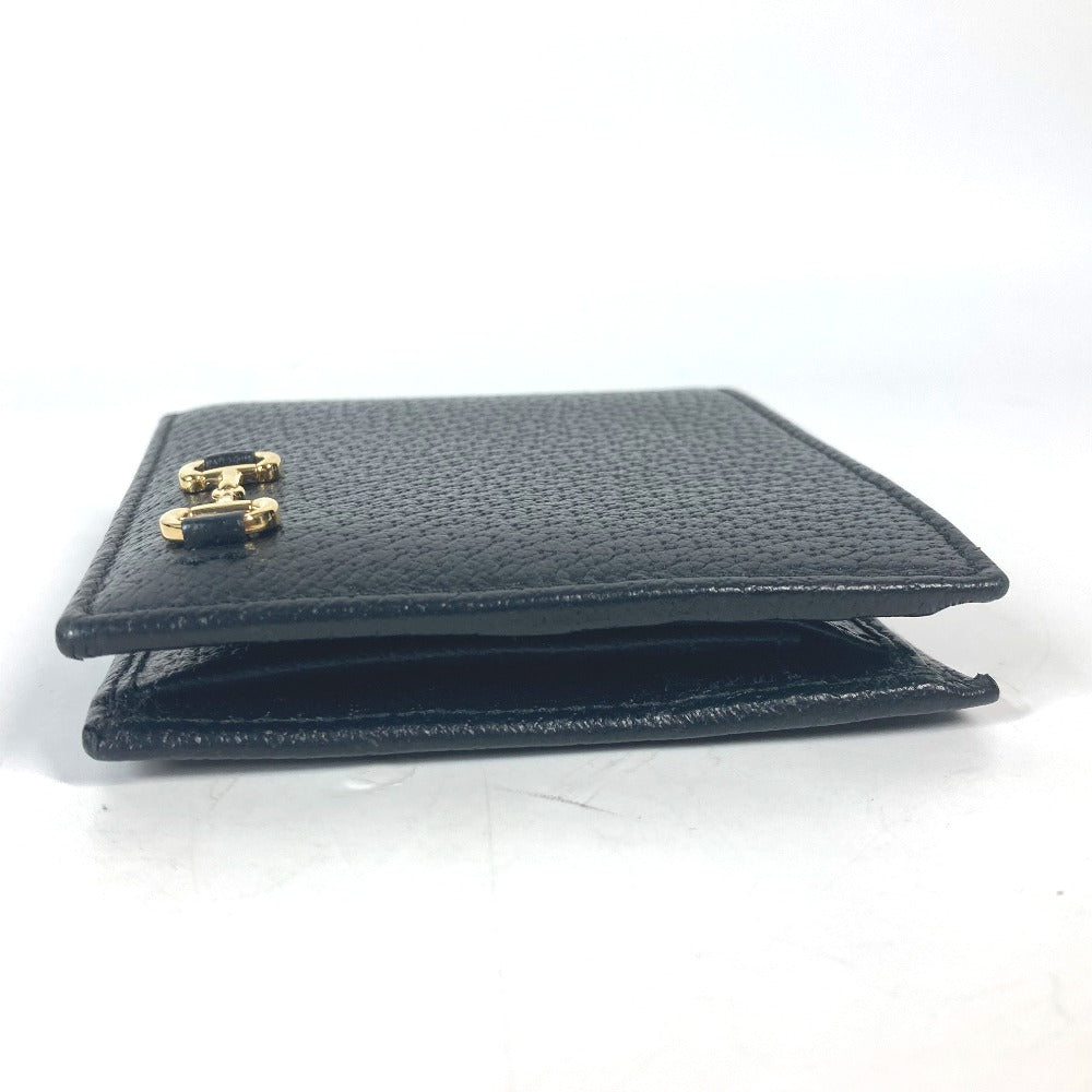 GUCCI Folded wallet 700464 leather black Mini wallet Horsebit mens Used Authentic