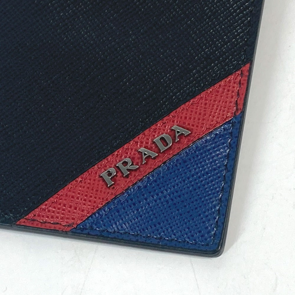 PRADA Card Case 2MC016 saffiano leather black logo Neck Holder Neck With Strap mens Used Authentic