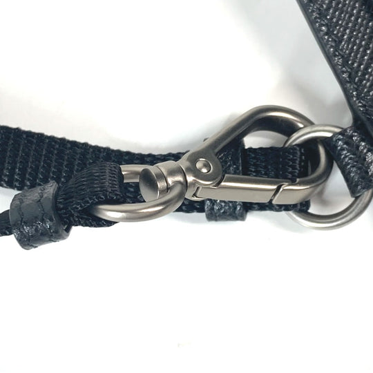 PRADA Card Case 2MC016 saffiano leather black logo Neck Holder Neck With Strap mens Used Authentic