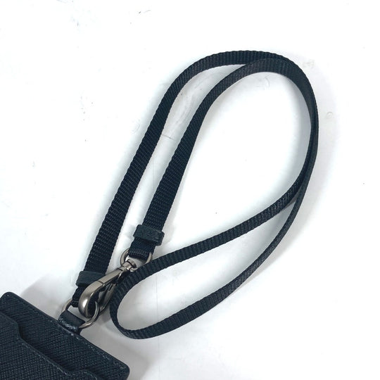 PRADA Card Case 2MC016 saffiano leather black logo Neck Holder Neck With Strap mens Used Authentic