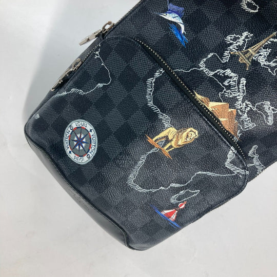 LOUIS VUITTON Shoulder Bag N40237 Damier Grafitto Canvas Black x gray Damier Grafitte Avenue sling bag mens Used Authentic