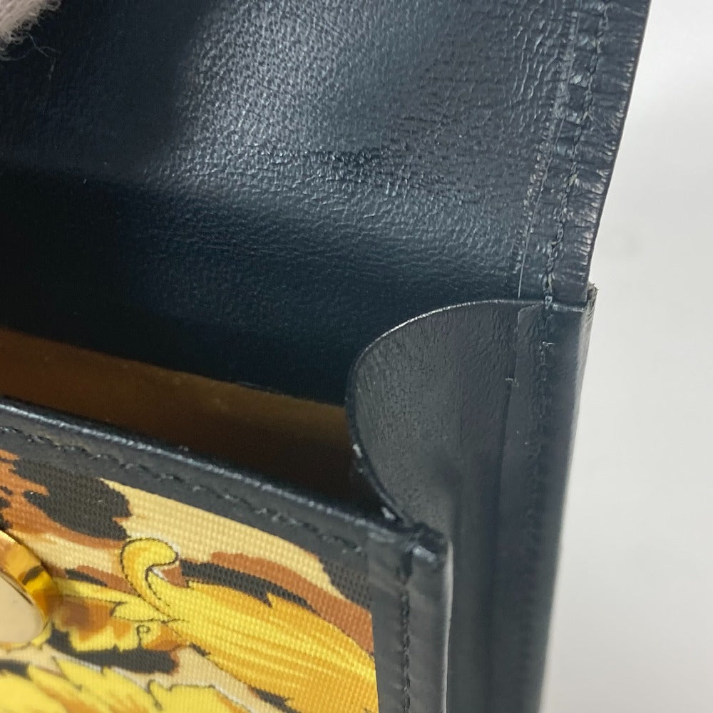 VERSACE Cigarette case PVC / Leather Yellow x black Leopard leopard print leopard Baroque mens(Unisex) Used Authentic