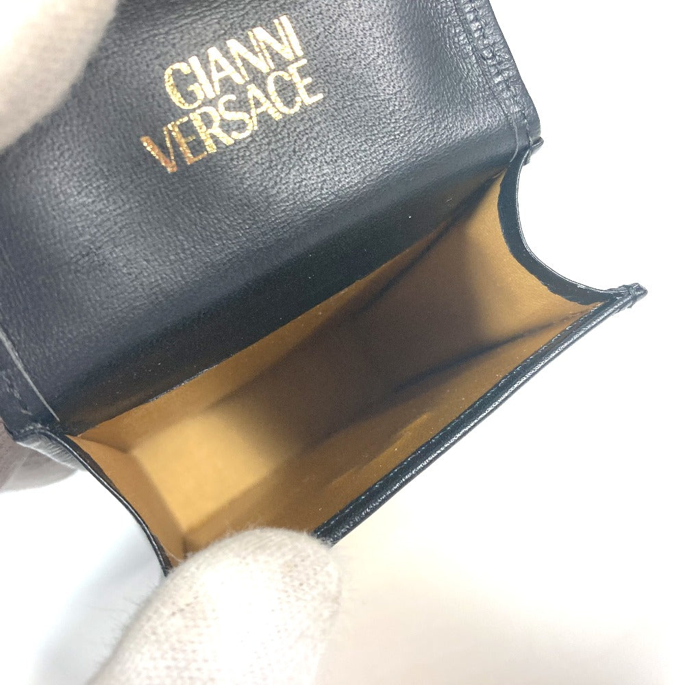 VERSACE Cigarette case PVC / Leather Yellow x black Leopard leopard print leopard Baroque mens(Unisex) Used Authentic