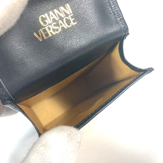 VERSACE Cigarette case PVC / Leather Yellow x black Leopard leopard print leopard Baroque mens(Unisex) Used Authentic