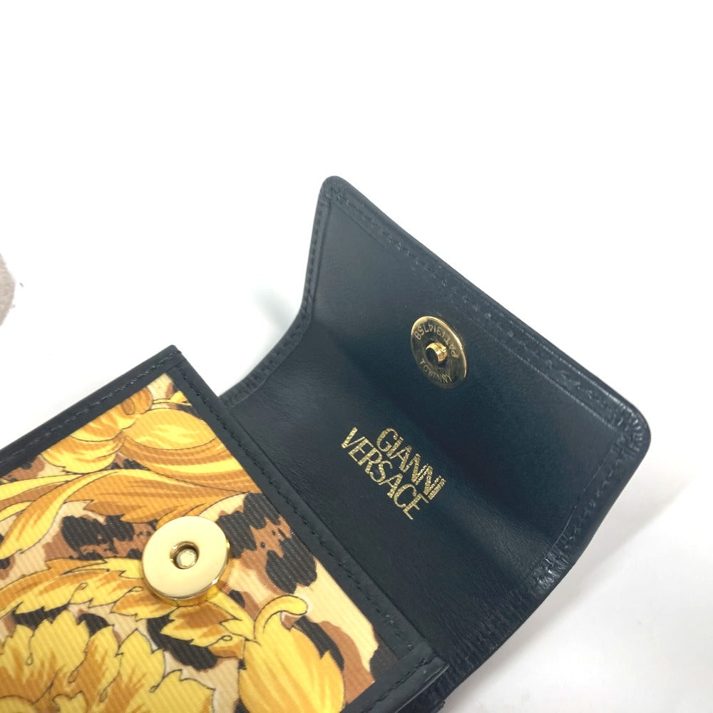 VERSACE Cigarette case PVC / Leather Yellow x black Leopard leopard print leopard Baroque mens(Unisex) Used Authentic