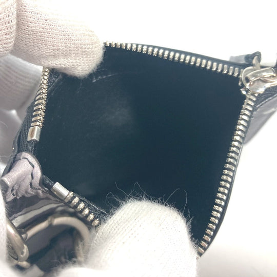 BALENCIAGA Coin case 594548 leather Black x silver Neck With Strap Wallet Camouflage camouflage logo mens(Unisex) Used Authentic