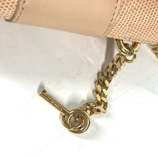 Chloe Shoulder Bag leather beige logo Abbey Rock Small Women Used Authentic