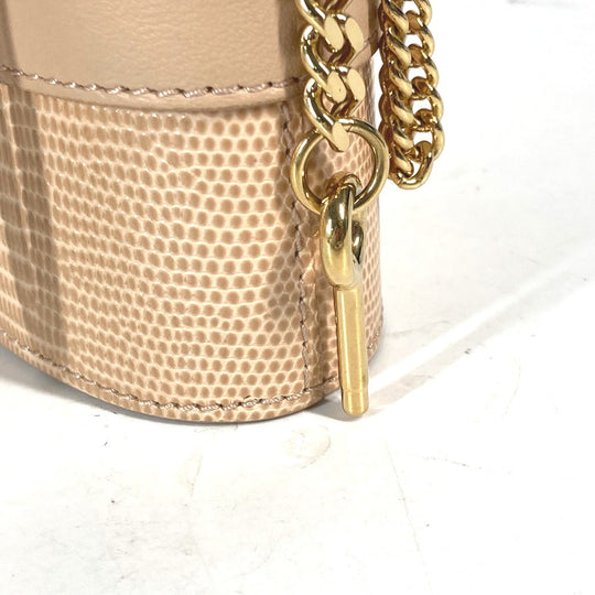 Chloe Shoulder Bag leather beige logo Abbey Rock Small Women Used Authentic