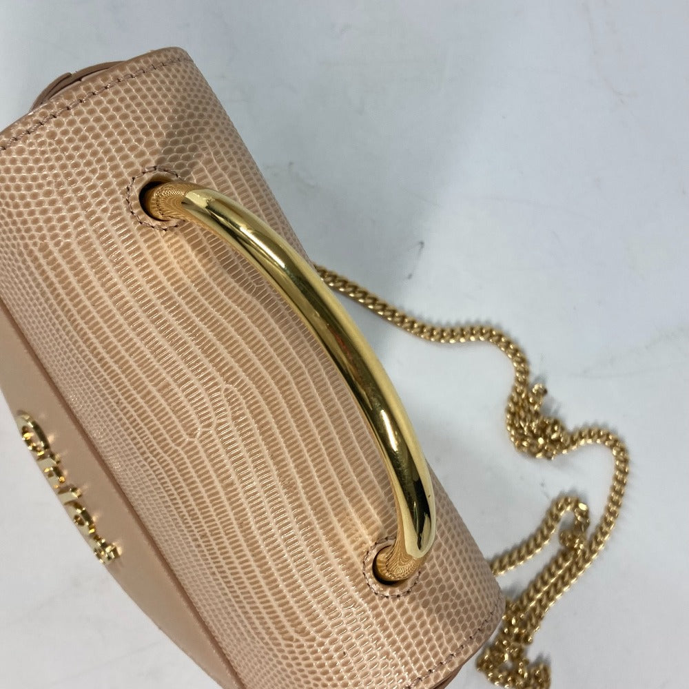 Chloe Shoulder Bag leather beige logo Abbey Rock Small Women Used Authentic