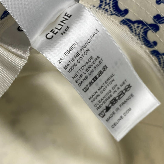 CELINE hat 2AUE5460U cotton White x blue Monogram triomphe logo unisex(Unisex) S Used Authentic