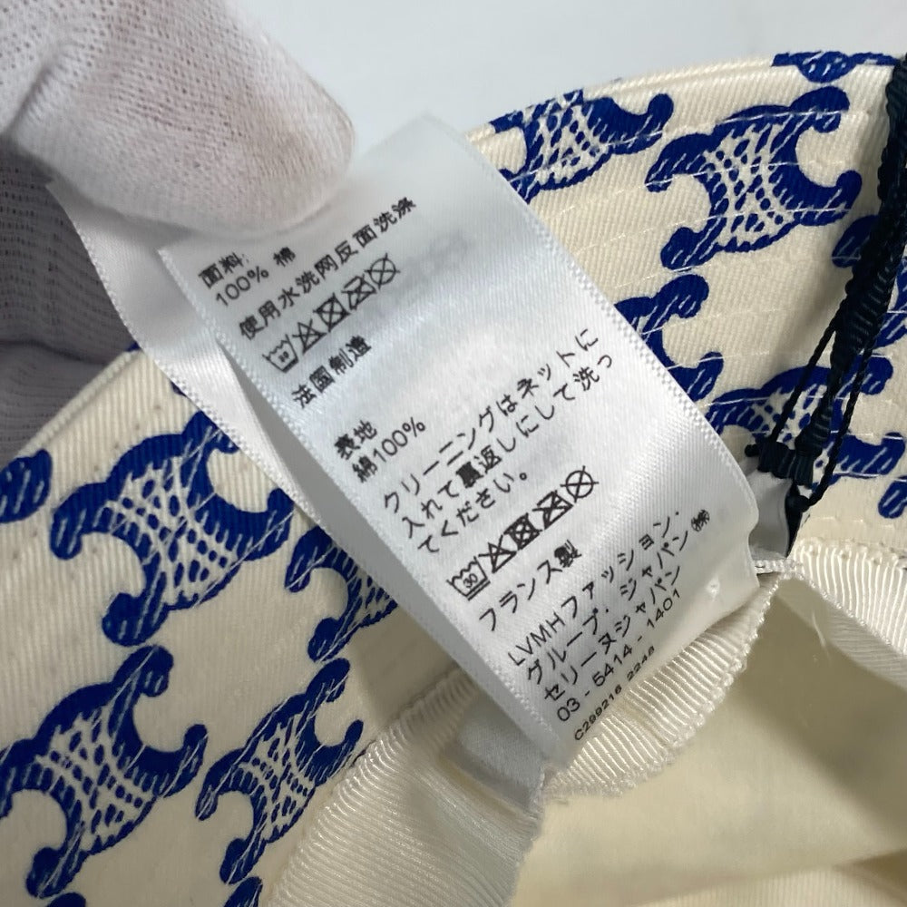 CELINE hat 2AUE5460U cotton White x blue Monogram triomphe logo unisex(Unisex) S Used Authentic