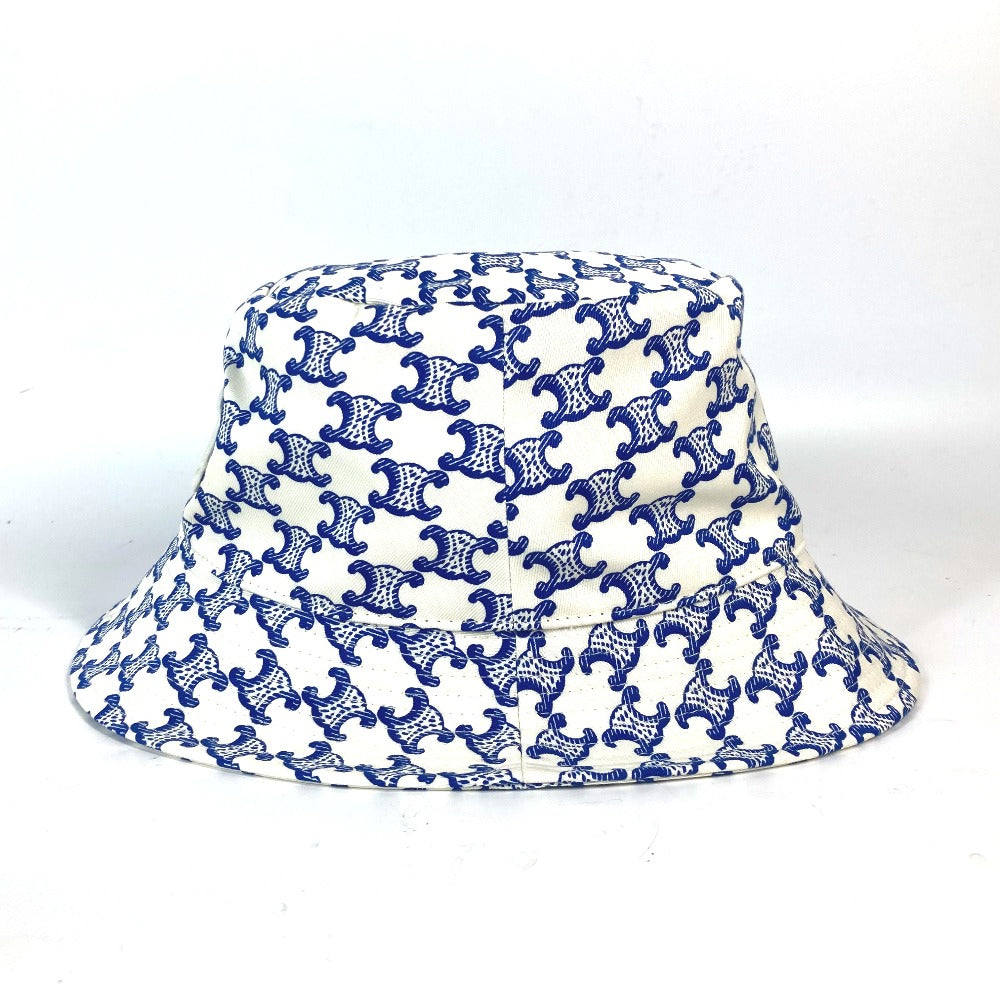 CELINE hat 2AUE5460U cotton White x blue Monogram triomphe logo unisex(Unisex) S Used Authentic