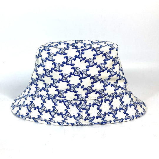 CELINE hat 2AUE5460U cotton White x blue Monogram triomphe logo unisex(Unisex) S Used Authentic