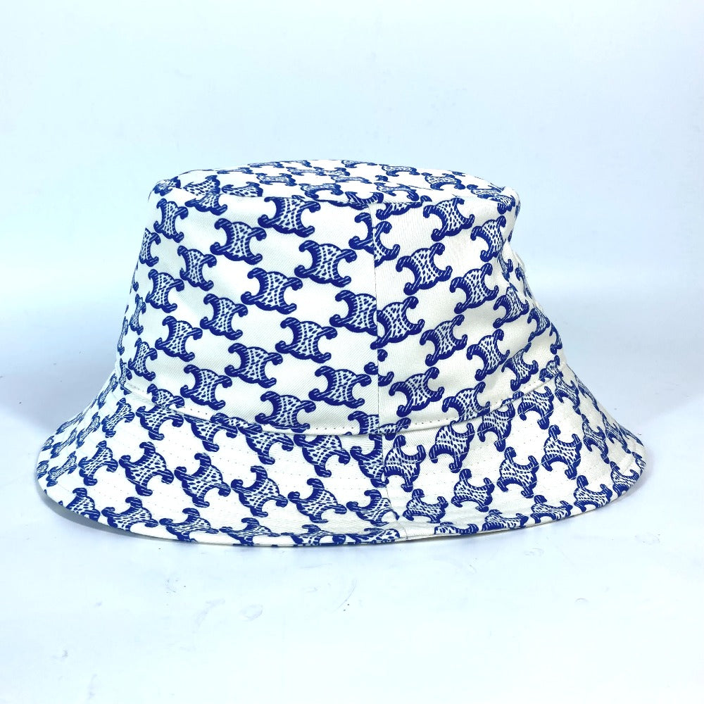 CELINE hat 2AUE5460U cotton White x blue Monogram triomphe logo unisex(Unisex) S Used Authentic