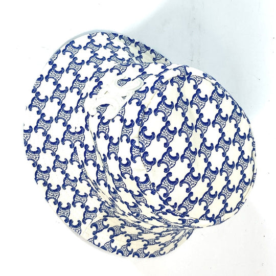 CELINE hat 2AUE5460U cotton White x blue Monogram triomphe logo unisex(Unisex) S Used Authentic