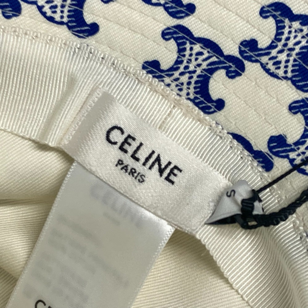 CELINE hat 2AUE5460U cotton White x blue Monogram triomphe logo unisex(Unisex) S Used Authentic