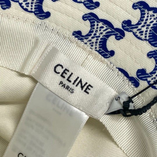 CELINE hat 2AUE5460U cotton White x blue Monogram triomphe logo unisex(Unisex) S Used Authentic