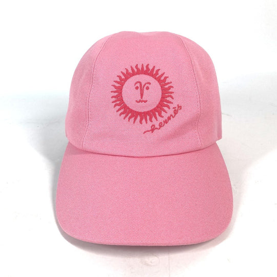 HERMES cap H23100N cotton pink Sun Series Button Davis Sunshine Women 57 Used Authentic