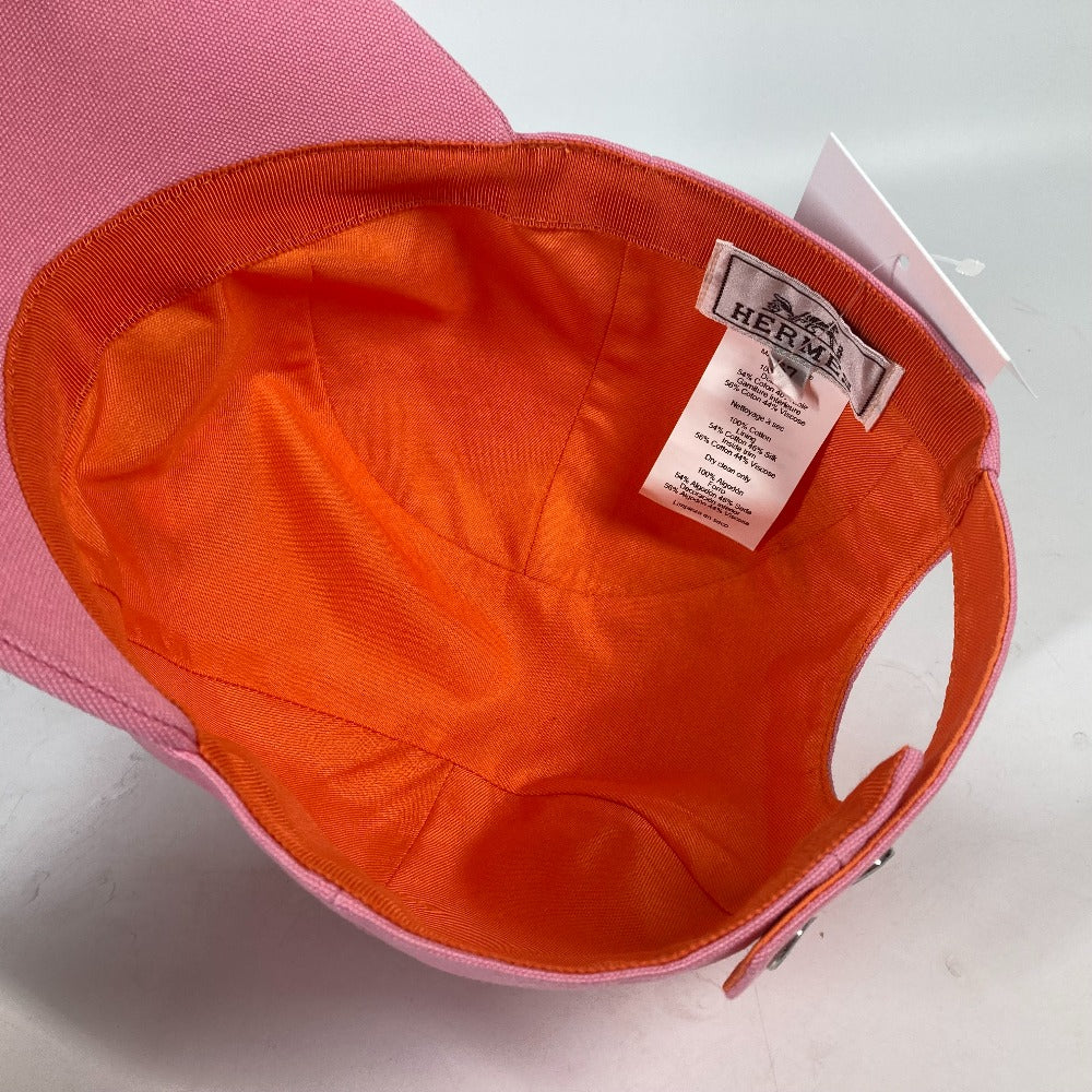 HERMES cap H23100N cotton pink Sun Series Button Davis Sunshine Women 57 Used Authentic