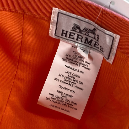 HERMES cap H23100N cotton pink Sun Series Button Davis Sunshine Women 57 Used Authentic