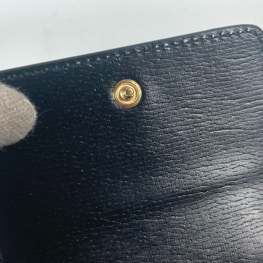 GUCCI Trifold wallet 790100 leather black logo Script Wallet Women Used Authentic