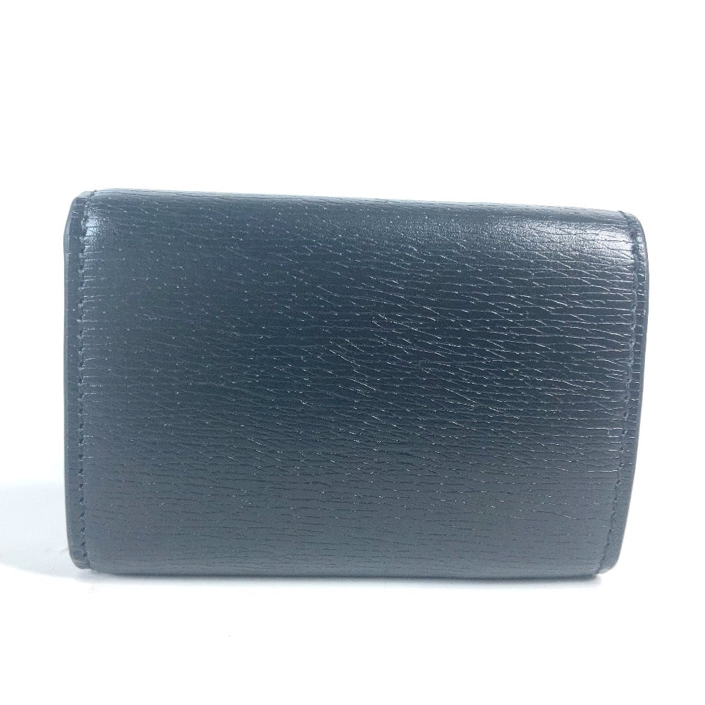 GUCCI Trifold wallet 790100 leather black logo Script Wallet Women Used Authentic