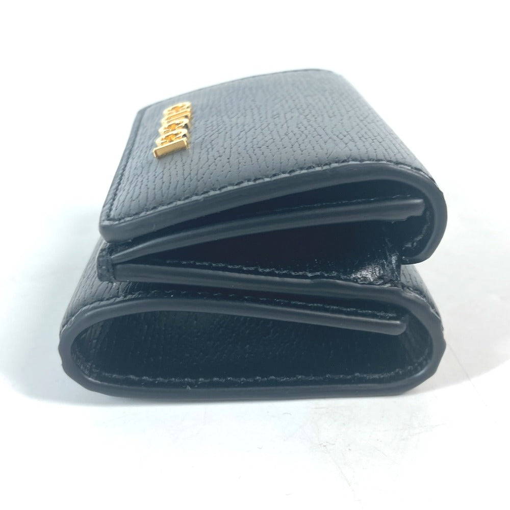 GUCCI Trifold wallet 790100 leather black logo Script Wallet Women Used Authentic