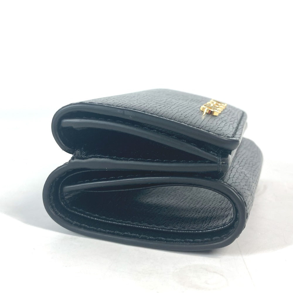 GUCCI Trifold wallet 790100 leather black logo Script Wallet Women Used Authentic