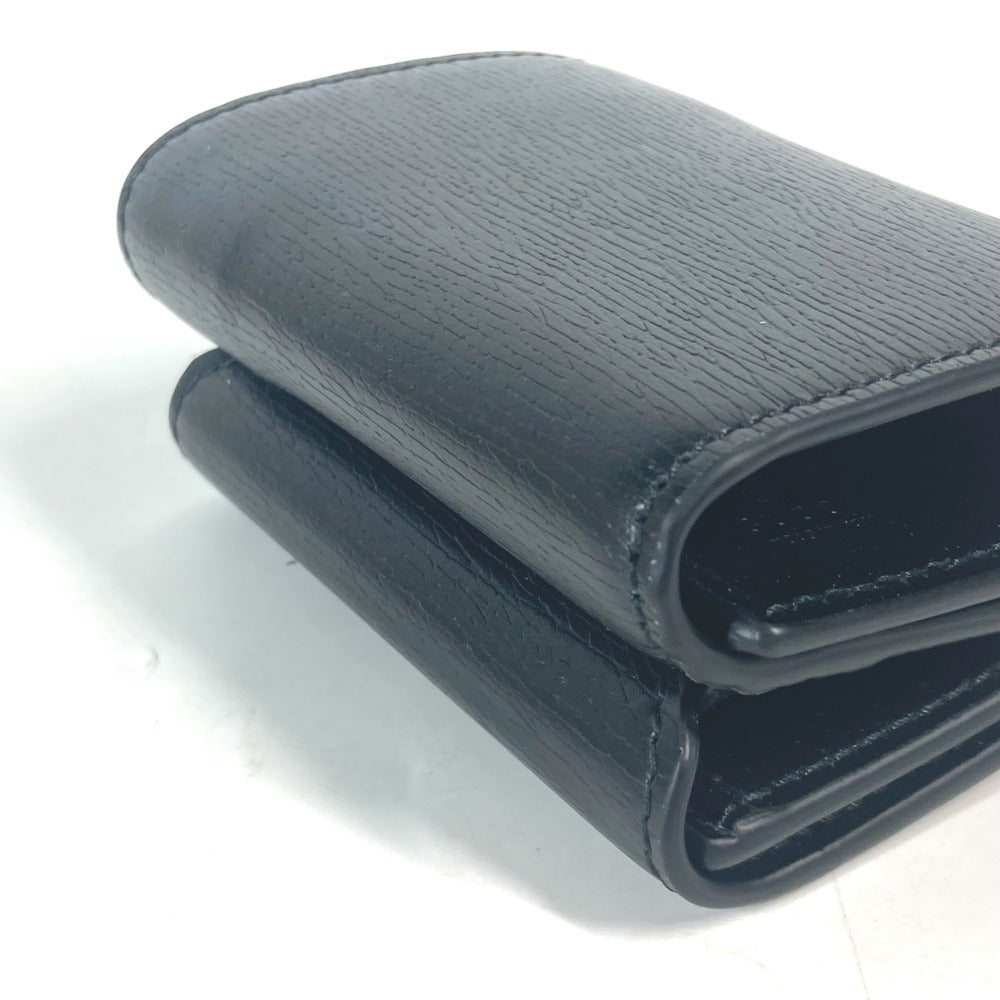 GUCCI Trifold wallet 790100 leather black logo Script Wallet Women Used Authentic