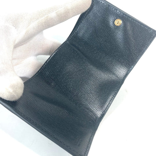 GUCCI Trifold wallet 790100 leather black logo Script Wallet Women Used Authentic