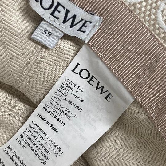 LOEWE hat K820HB1X41 Cotton, Leather Beige type Anagram jacquard logo unisex(Unisex) 59 Used Authentic