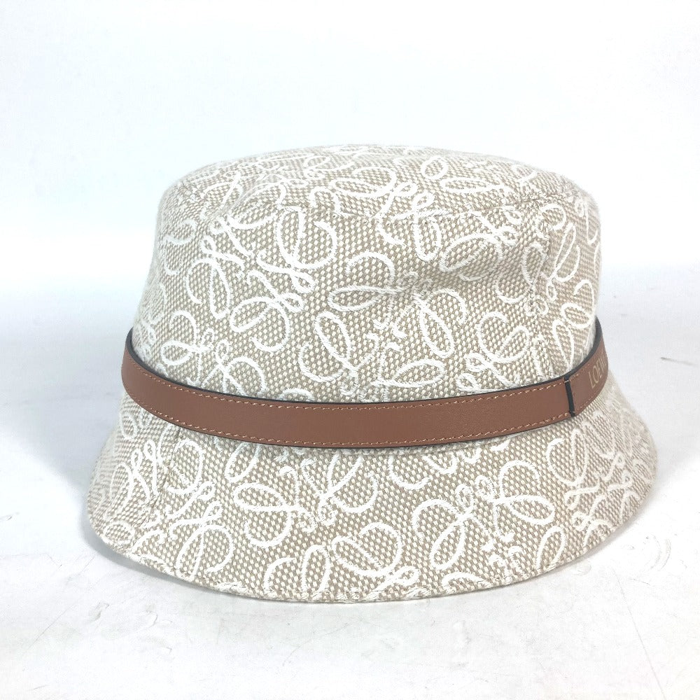 LOEWE hat K820HB1X41 Cotton, Leather Beige type Anagram jacquard logo unisex(Unisex) 59 Used Authentic
