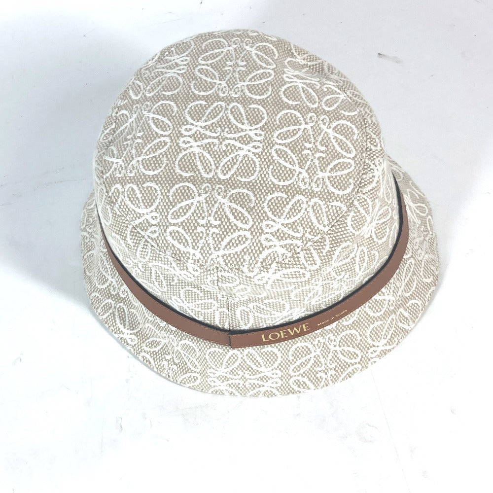 LOEWE hat K820HB1X41 Cotton, Leather Beige type Anagram jacquard logo unisex(Unisex) 59 Used Authentic