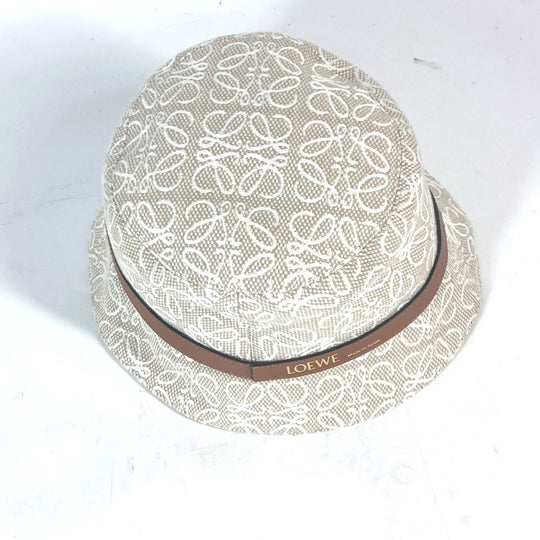 LOEWE hat K820HB1X41 Cotton, Leather Beige type Anagram jacquard logo unisex(Unisex) 59 Used Authentic