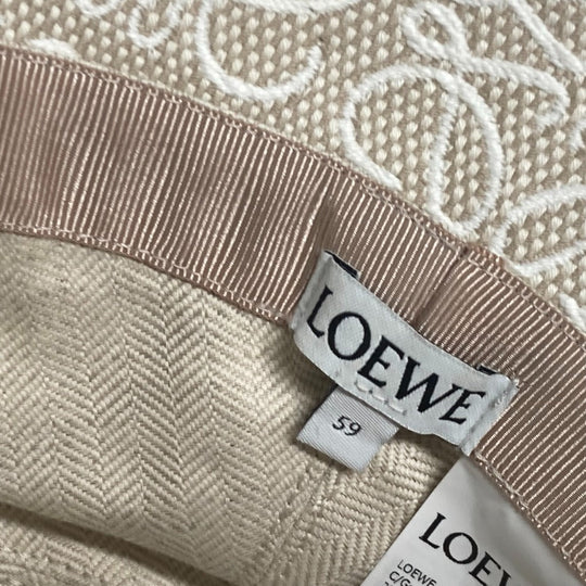 LOEWE hat K820HB1X41 Cotton, Leather Beige type Anagram jacquard logo unisex(Unisex) 59 Used Authentic