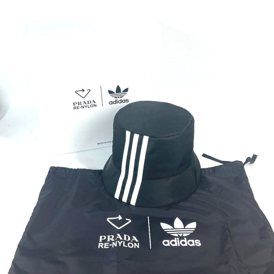 PRADA hat 2HC137 Nylon black Triangle With logo Three Stripes adidas adidas collaboration unisex(Unisex) S Used Authentic
