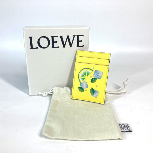 LOEWE Card Case leather yellow vertical Anagram logo with stone