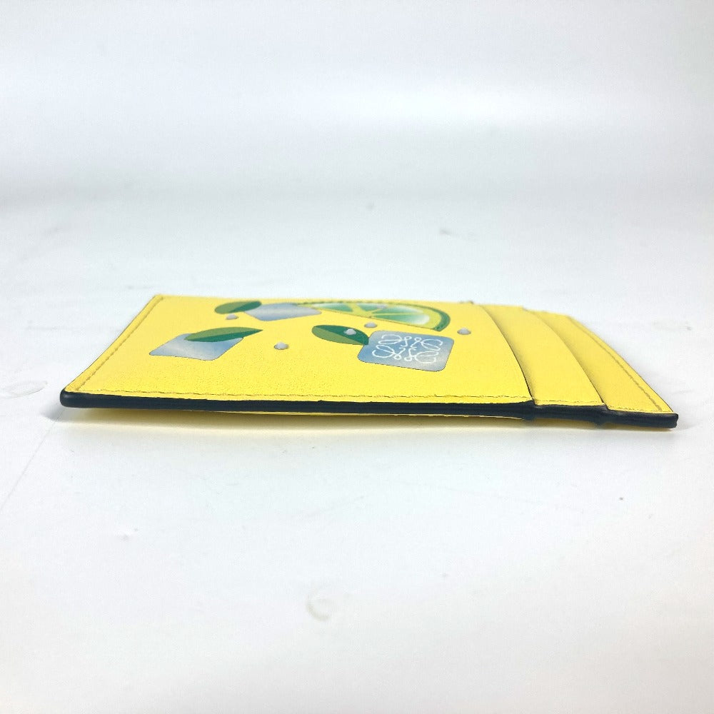 LOEWE Card Case leather yellow vertical Anagram logo with stone