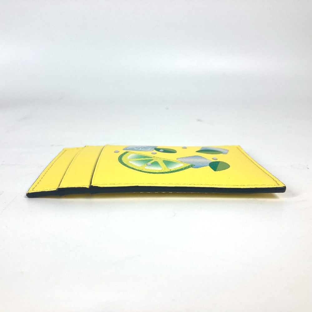 LOEWE Card Case leather yellow vertical Anagram logo with stone