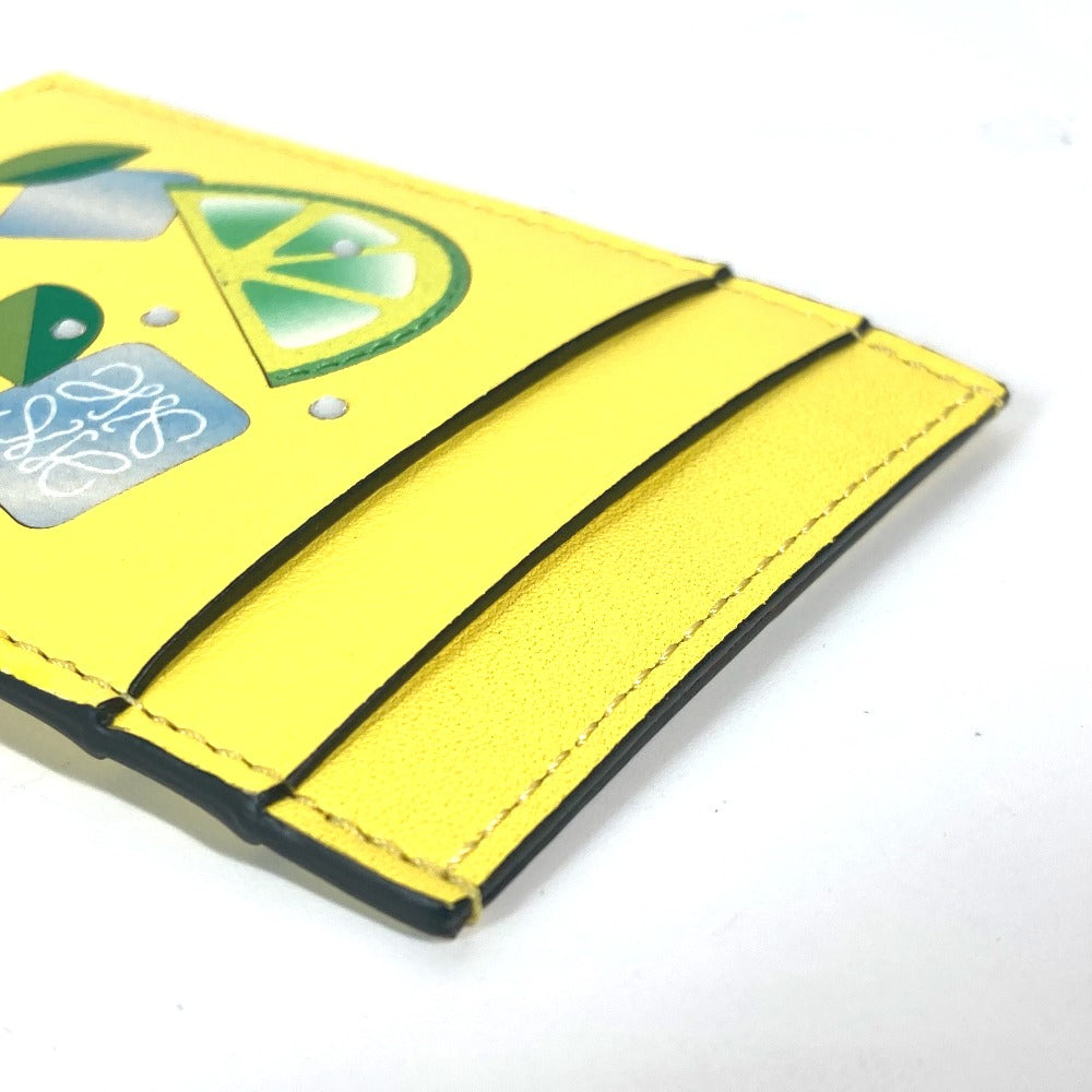 LOEWE Card Case leather yellow vertical Anagram logo with stone
