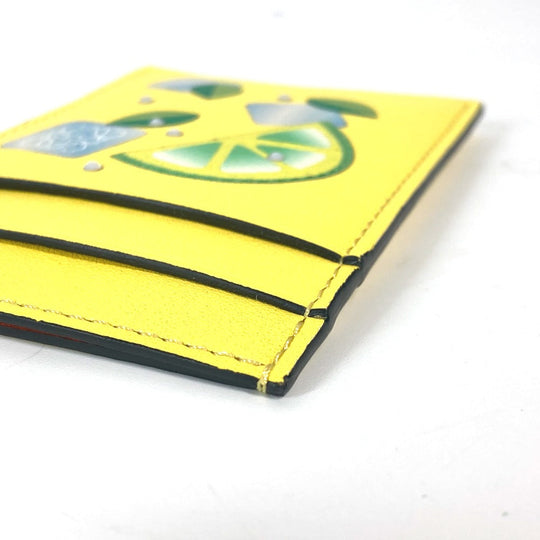 LOEWE Card Case leather yellow vertical Anagram logo with stone