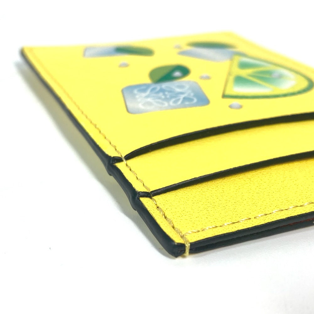 LOEWE Card Case leather yellow vertical Anagram logo with stone