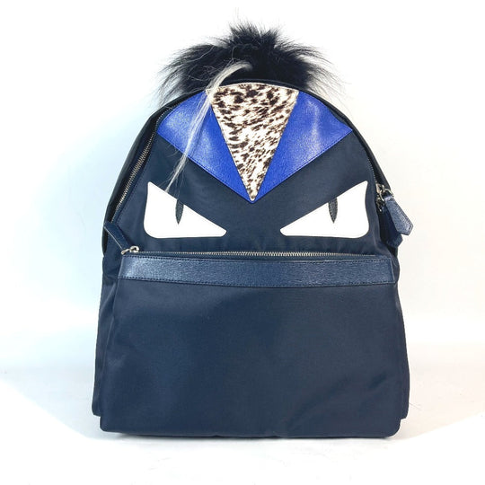 FENDI Backpack 7VZ012 Nylon Navy Bag Monster Bugs unisex(Unisex) Used Authentic