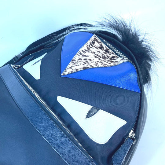 FENDI Backpack 7VZ012 Nylon Navy Bag Monster Bugs unisex(Unisex) Used Authentic