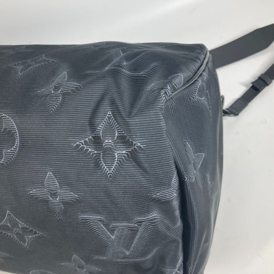 LOUIS VUITTON Boston Duffel bag M45602 Nylon black 3D monogram Keepall reversible bandouliere 50 mens Used Authentic