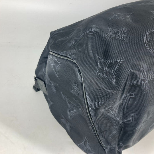 LOUIS VUITTON Boston Duffel bag M45602 Nylon black 3D monogram Keepall reversible bandouliere 50 mens Used Authentic