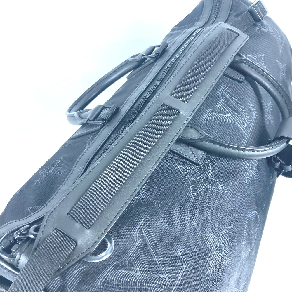 LOUIS VUITTON Boston Duffel bag M45602 Nylon black 3D monogram Keepall reversible bandouliere 50 mens Used Authentic