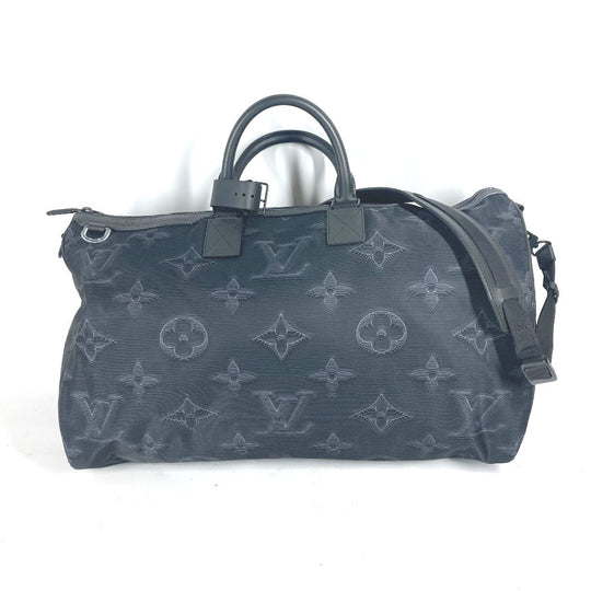 LOUIS VUITTON Boston Duffel bag M45602 Nylon black 3D monogram Keepall reversible bandouliere 50 mens Used Authentic
